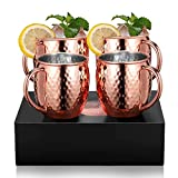 N/B Set 4 Copas Moscow Mule, Taza Moscow Mule Cobre De 550ml, Doble Pared, Forro De Acero Inoxidable, Adecuada Para Cócteles, Bebidas Frías, Vodka, Regalo