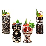 Vinbcorw Juego de tazas Tiki - Juego de 4 vasos Tiki - Taza Tiki - Copas de cóctel - Cóctel Tiki - Ideal para bares - Tazas de cerámica - Bebidas Tiki - Copas de cóctel - Cóctel, Q8