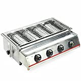 Barbacoa a gas en acero inoxidable LPG con 4 llamas, 2800 Pa, portátil, para barbacoas