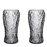 qbznanbei Vasos de agua Juego de tazas de vidrio martillado de 2 piezas (13 oz y 18.6 oz opcionales) Juego de vasos de cerveza de vidrio Vasos de vidrio de whisky sin plomo