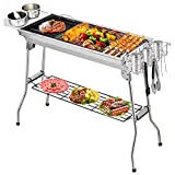 Parrilla para barbacoa Fixget, parrilla para barbacoa de carbón para 5-10 personas, herramienta plegable para barbacoa de carbón para picnic con amigos, reunión familiar en balcón y jardín