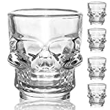 Flow Barware - Juego de 4 vasos de tiro con calavera Estilo gótico Patrón de calavera de Halloween 25ml / 50ml