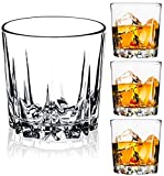 GLASKEY Vasos de whisky, juego de 4 rocas de 8 oz / 10 oz / 12 oz, vasos de cristal aptos para lavavajillas, vasos de cóctel sin plomo, vidrio de bar escocés antiguo (W3.36xH3.45 212.6g)