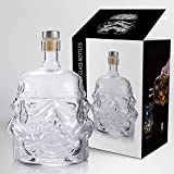 Psfghvz Decantador de whisky, Juego de decantador de whisky creativo transparente con 2 vasos - Decantador de cristal de 750 ml - Decantador de licor pequeño con tapón para vino, brandy, whisky escocés, vodka