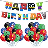 ZSWQ Decoración de Fiesta Superhéroes Superhéroes Vengadores Globos de cumpleaños, Globos de látex, Decoraciones de cumpleaños de superhéroes Globos de superhéroes Pancarta para cumpleaños de niños