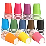 120 vasos de papel desechables para fiestas, 266 ml, multicolor, biodegradables, bricolaje para vacaciones y bodas, 12 colores
