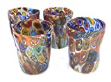Goto Cristal Veneciano Murrina Pan de Oro Cristal de Murano Made in Italy (4 Vasos)