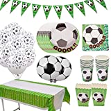 Suministros para fiestas de fútbol Amycute, mantel de fútbol, servilletas, platos, vasos y globos para fiestas temáticas de fútbol, fiestas de cumpleaños infantiles