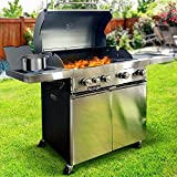 Barbacoa Gas Lava Stone 4 Quemadores + Cocina y Parrilla Lateral Doble