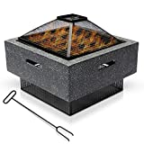 Brasero de exterior MaxxGarden con parrilla. Brasero con barbacoa de jardín en hormigón ligero y resistente. Color gris, Ø 52 cm