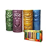 MikaMax - Juego de Tazas Tiki - Juego de 4 Vasos Tiki - Cóctel Tiki Mai Tai - Copas de Cóctel - Cóctel Tiki -– Tazas de Cerámica - 29 x 8 x 15 cm - Bebidas Tiki - Copas de Cóctel