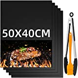 Winzwon Tapetes para Barbacoa, 50x40cm 5 Piezas Tapetes para Barbacoa Tapete para Parrilla para Barbacoa Antiadherente Reutilizable, Accesorios para Barbacoa para Carbón Gas Weber Eléctrico para Carne Pescado Verduras