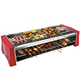 Parrilla eléctrica Mesa de barbacoa eléctrica Parrilla de barbacoa Balcón de barbacoa eléctrica con 2 capas Parrilla Pan Termostato Temperatura ajustable Adecuado para interiores y exteriores 2200W