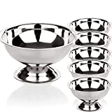 Kerafactum 6 copas de helado |  Cuenco para helado |  Tazón de helado redondo |  Cuenco para postre, Ø 9 cm |  Cuenco para servir helado de acero inoxidable |  tazón de helado