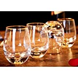 Juego de copas de vino sin pie Dujust - 40cl, copas de vino de cristal decoradas con escamas de pan de oro de 24k, para vino tinto y blanco, juegos de vino personalizados y regalos únicos - 4 piezas
