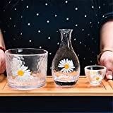 WYPDE Juego de 4 botes de sake de vidrio Pintados a mano Flores de cerezo Una olla de vino de sake y 2 tazas de licor de vodka Botella de vino Regalos de copa de vino (Color: B)