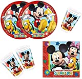 ILS I LOVE SHOPPING Party Kit 8 Personas Decoraciones de Mesa Coordinadas Fiesta Cumpleaños Set con 8 Platos 23cm, 8 Vasos y Servilletas (Set 8 Personas, Mickey Mouse Mickey Mouse)