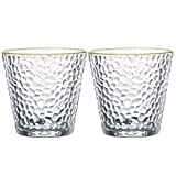 qbznanbei Serie de vasos de agua de vidrio, vasos para bebidas mixtas, agua, jugo de cerveza, ideal para restaurantes, bares, fiestas, paquete de 2 vasos de vidrio