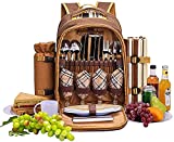 TSTSM Mochila de picnic, portátil, capacidad al aire libre con gran capacidad, bolsa de almacenamiento de calor móvil, para acampar, asar a la parrilla, familia, actividades al aire libre, color: marrón
