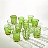 Zafferano Melting Pot Tumbler Paquete surtido de 6 vasos de agua verdes de un solo color