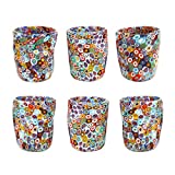 Copas de cristal de Murano multicolor, certificado millefiori murrina vasos Servicio 6uds.  Uso verdadero