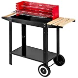Barbacoa TecTake con carro para barbacoa de carbón 86x34x80cm |  Móvil sobre dos ruedas |  Mango de madera