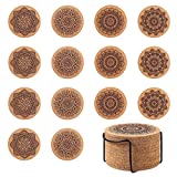YHZMY 14 posavasos de corcho, posavasos de corcho, posavasos de madera, posavasos de mesa reutilizables y absorbentes para el hogar, oficina, bares, pubs y restaurantes