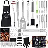 Tolare Juego de Barbacoa Profesional, 49 Piezas Herramientas para Barbacoas, Accesorios de Barbacoa de Acero Inoxidable Ideal Regalo de Cumpleaños para Hombres, Mujeres y Papá, Kit de Barbacoa con Tapete para Barbacoa y Delantal