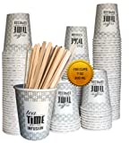 150 vasos de café desechables con tarimas Vasos de cartón de 200 ml para café, té, agua, bebidas frías y calientes.  vasos de café para tomar, vasos de café desechables (150)