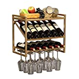 WUWUDIT CESULIS - Estante compatible con almacenamiento de vino, portabotellas europeo, para colgar en la pared, para sala de estar, cocina europea, restaurante y bar, compatible con copas de vino