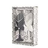 Juego de 2 copas de champán de cristal para boda Vestido blanco y negro