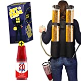 Jirafa de Cerveza Jet Doble + 20 Vasos Oficiales Rojos Originales |  Dispensador de bebidas |  Mochila |  2 tanques |  2 x 3L de Bebida |  2 cajones para Cerveza |  OriginalCup®