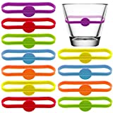 BOSSTER Marcadores de vino Bebidas 12 Piezas Marcadores de bebidas reutilizables Marcadores de bebidas de silicona multicolor para el hogar Bar Cóctel
