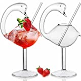 RNMANDA Copas de cóctel de cisne de 6 onzas Juego de 2 copas de vino creativas Copas de cristal Margarita adecuadas para cóctel, vino, martini, tequila, ideal para el hogar, fiesta, bar, boda