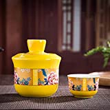 Sake Set de 3 piezas Yellow Peony Palace Wind Traditiol Retro Porcelana Artesanía Juego de copas de vino para servicio de Sake caliente/frío