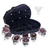Calavera de cubo de hielo de silicona, cubo de hielo de calavera de silicona 3D, con mini embudo, perfecto para whisky, cóctel y cualquier bebida (6 celdas)