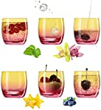PLATINUX Vasos en vaso amarillo-rosa de 200 ml (máx. 320 ml) juego de 6 vasos para agua