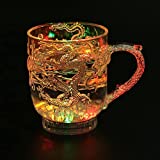 Flash Light Up Cups, Dragon Pattern Color Change LED vasos vasos con asa para bar, club nocturno, fiesta