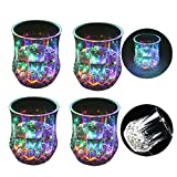 Zeerkeer Cambio de color Vasos con luces LED 5 LED Acrílico Plexiglás Material de textura de mármol impermeable no frágil (4 piezas)