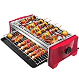 Barbacoa eléctrica - Barbacoa eléctrica sin humo de 2000 W con bandeja de recogida de grasa Parrilla eléctrica Balcón Barbacoa para cenar en balcón y jardín