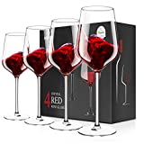 Copa de vino tinto de cristal, Kollea 2 copas de vino tinto grandes sopladas a mano sin plomo, elegantes copas de vino tinto regalos para cumpleaños, aniversario, boda, Navidad (juego de 4)