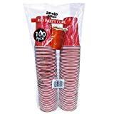 ANSIO Vasos desechables de plástico rojo para fiestas, 18 oz (525 ml), vasos desechables para fiestas, paquete de 100 vasos para fiestas