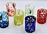 Pagano Venetian Wisky Servicio de Vasos de Agua Multicolor Made In Italy, 6 unidades Cilíndrico modelo Murrino