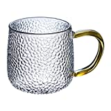 Taza de té de cristal estilo QJZZO, recipiente para beber martillado, taza de leche, taza de té delicada, tazón de té transparente pequeño