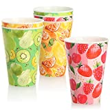 COM-FOUR® 6x Vasos de plástico reutilizables - Vasos de plástico con colores y patrones de verano - Vasos reutilizables irrompibles para fiestas y campamentos