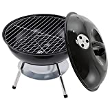Barbacoa de bola con tapa, barbacoa de carbón redonda con flujo de aire ajustable, para una barbacoa exitosa, parrilla de barbacoa, parrilla de carbón, parrilla de barbacoa de jardín de hierro (14 pulgadas)