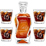 Juego de decantador de whisky de vidrio Maverton - 700ml - Grabado personalizado - Jarra con 4 vasos - Idea de regalo de cumpleaños - Para hombres - Dei Campi