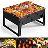 Golwof Barbacoa de carbón Barbacoa portátil Barbacoa Parrilla Parrilla de barbacoa plegable Acero inoxidable Ideal para acampar Picnic 35 * 27 * 20 cm
