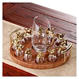WACLT Juego de Vino Copa de Cristal 12 Zodiaco Zodiaco Juego de Decantador de Vino Blanco Club Party Copa de Vino Retro Juego de Copas de Vino (Color: Camel)