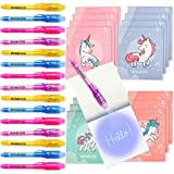 BONNYCO Bolígrafo y cuaderno invisibles, 16 piezas Unicornio Niños Gadgets de cumpleaños, Recuerdos de cumpleaños, Juguetes de piñata |  Regalos de fiesta de cumpleaños para niña pequeña |  Gadgets para niños Unicornio